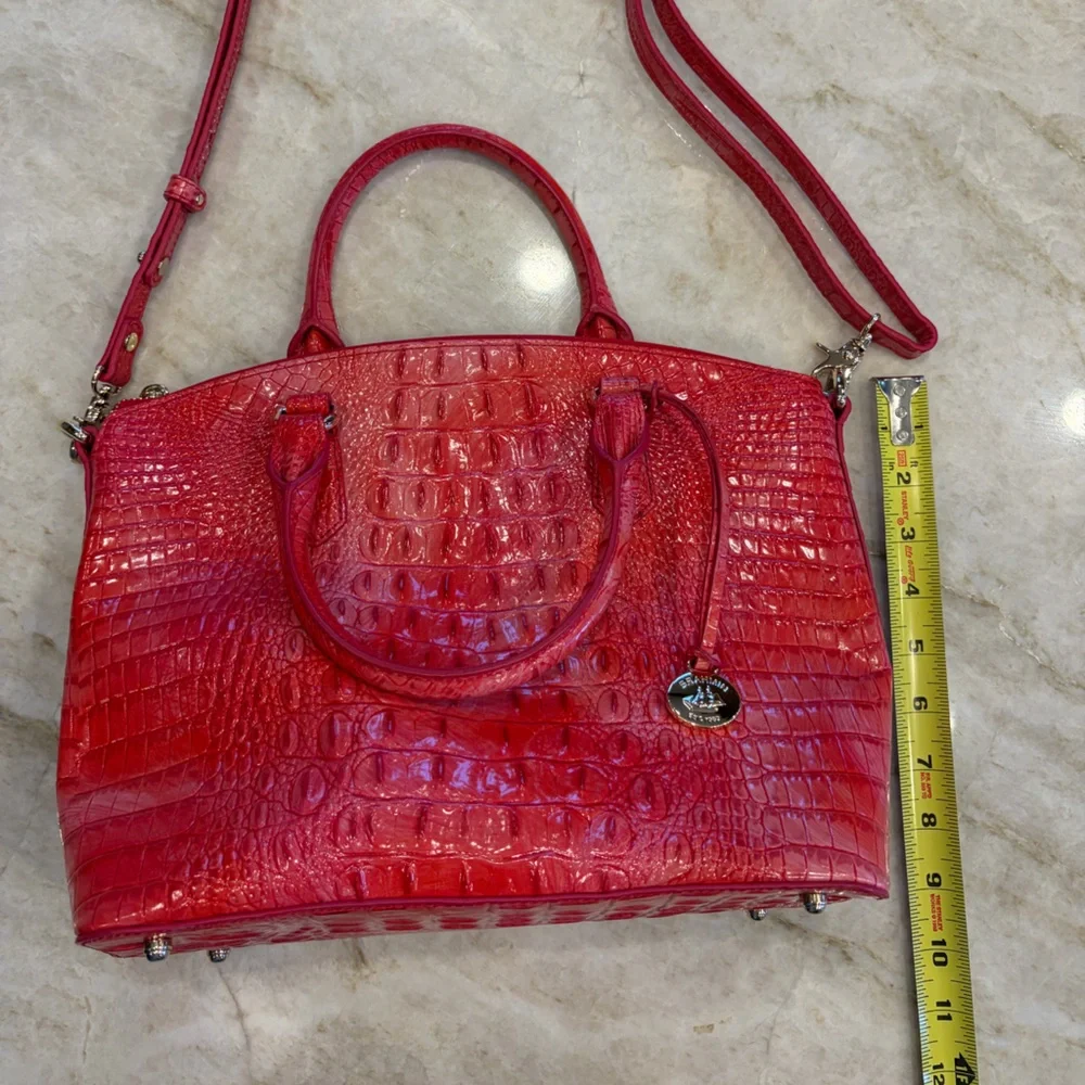 Brahmin Carnation Red Melbourne Duxbury Satchel with Crossbody‎ Strap